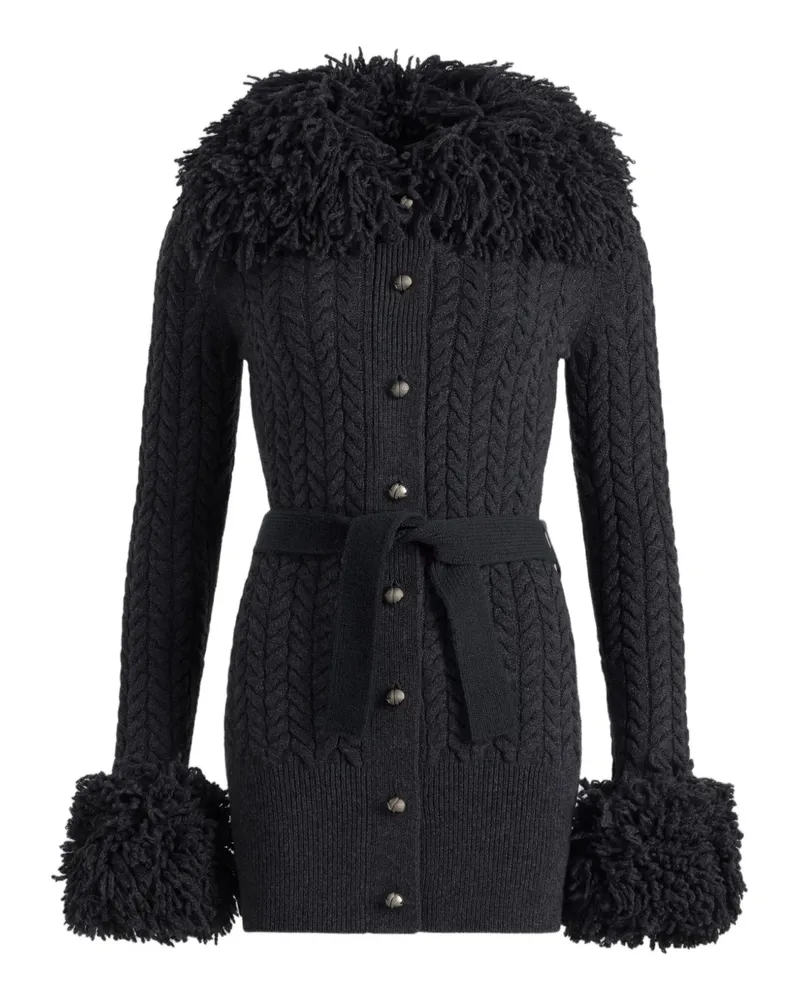 Patou Zopfmuster-Cardigan mit Fransenbesatz - Grau Grau
