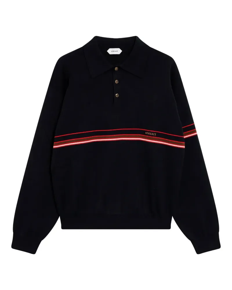 Versace striped long-sleeve polo shirt - Blau Blau