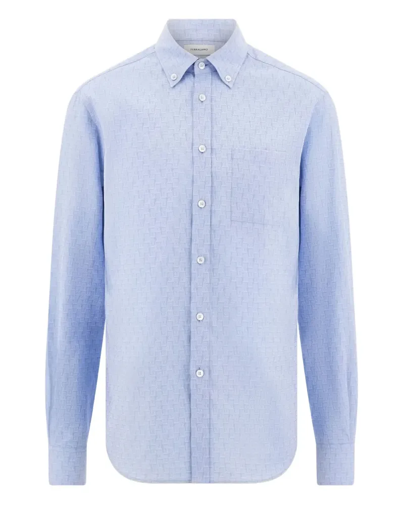 Ferragamo Geknöpfte Jacquard-Jacke - Blau Blau