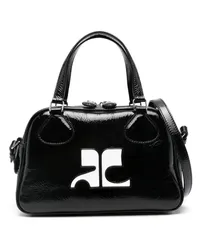 Courrèges Reedition Bowlingtasche aus Leder Schwarz