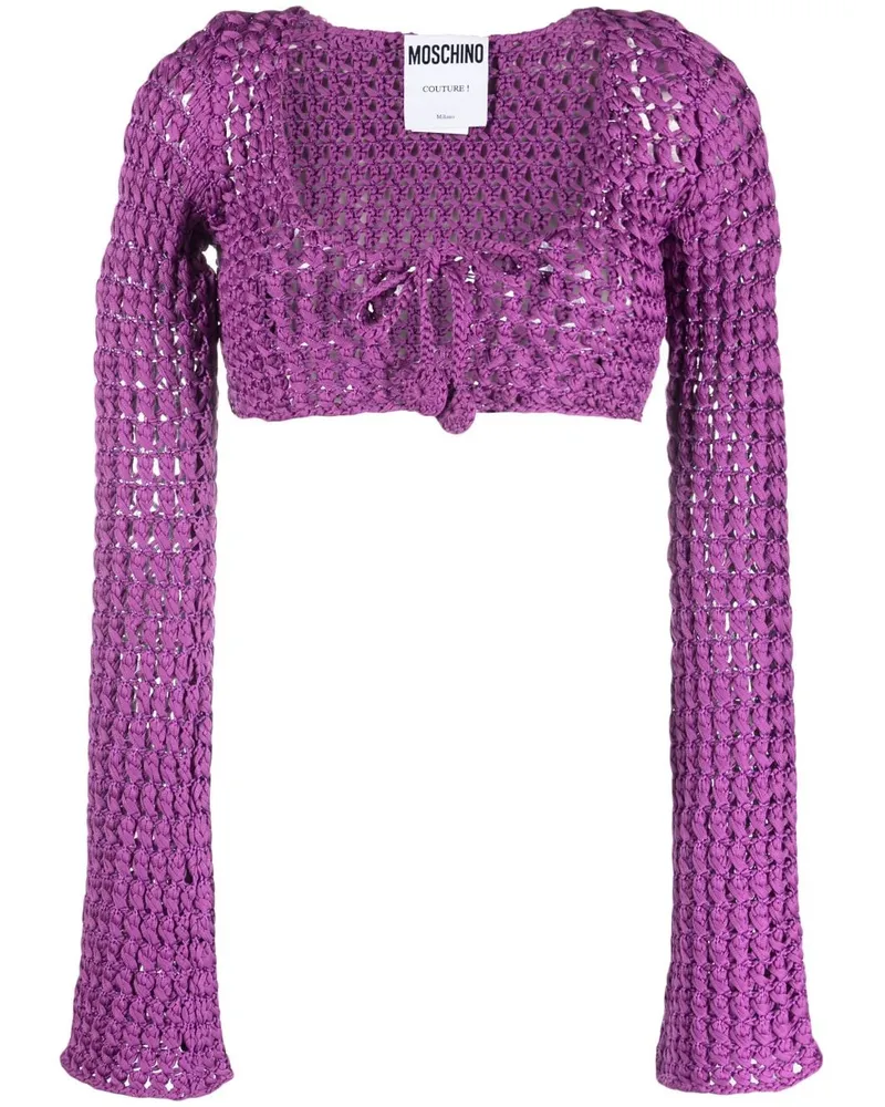 Moschino Cropped-Oberteil mit Lochstrickmuster - Violett Violett
