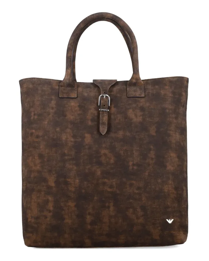 Emporio Armani New York dappled leather tote bag - Braun Braun