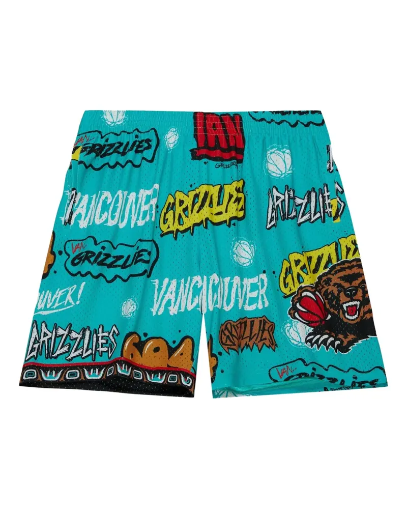 Mitchell & Ness x NBA Vancouver Grizzlies 1998 Slap Sticker Swingman Shorts - Blau Blau