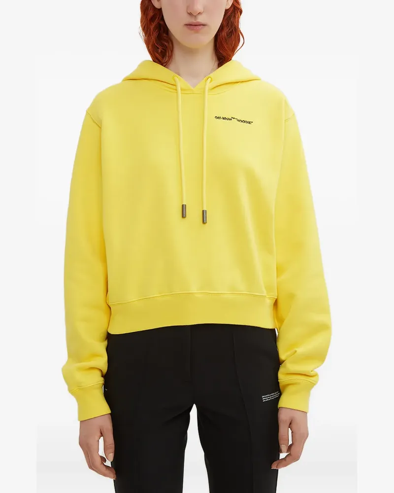 OFF-WHITE Cropped-Kapuzenpullover mit Logo - Gelb Gelb