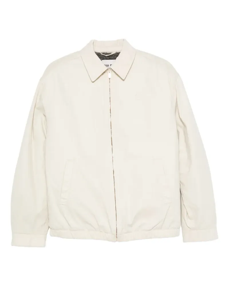 Miu Miu logo-embroidered zip-up jacket - Nude Nude