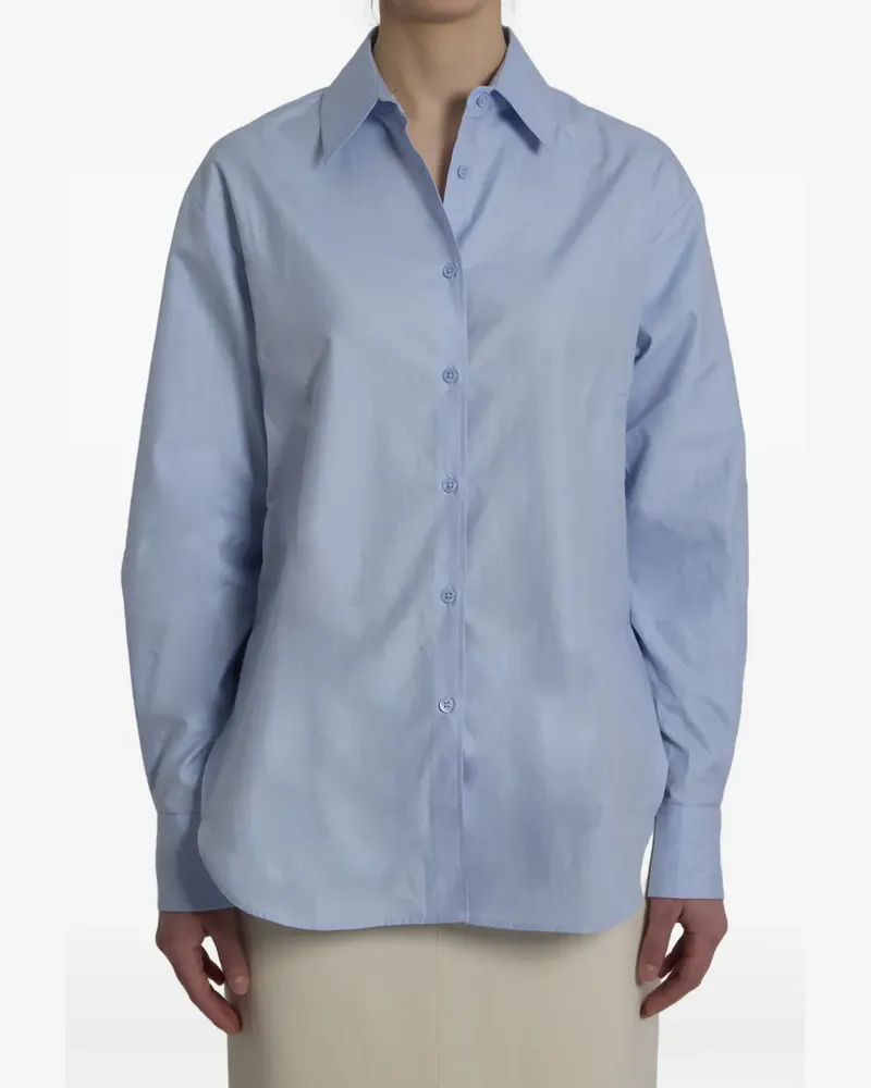 FRANKIE Shop logo-embroidered cotton shirt - Blau Blau