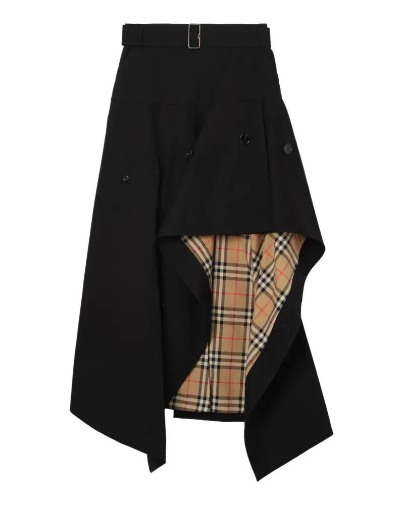 Burberry Asymmetrischer Midirock - Schwarz Schwarz