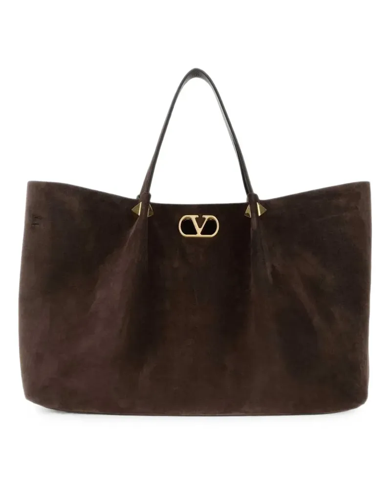Valentino Garavani large shopping bag in soft suede - Braun Braun