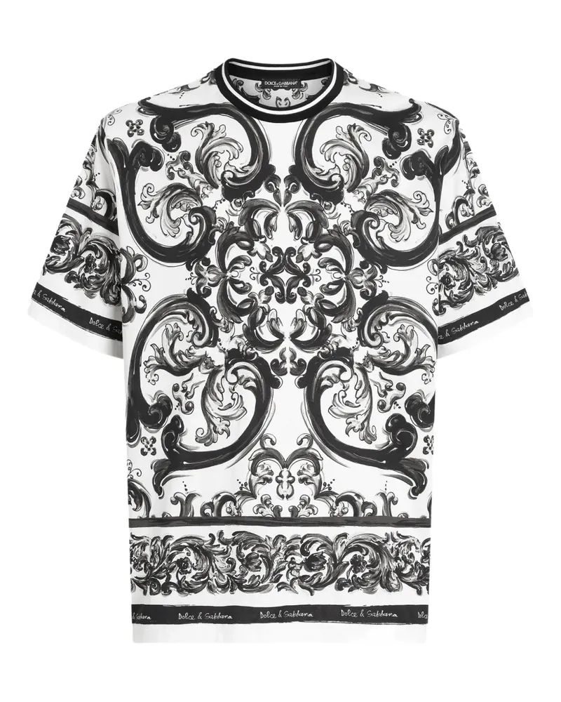 Dolce & Gabbana T-Shirt mit Majolica-Print - Weiß Weiß