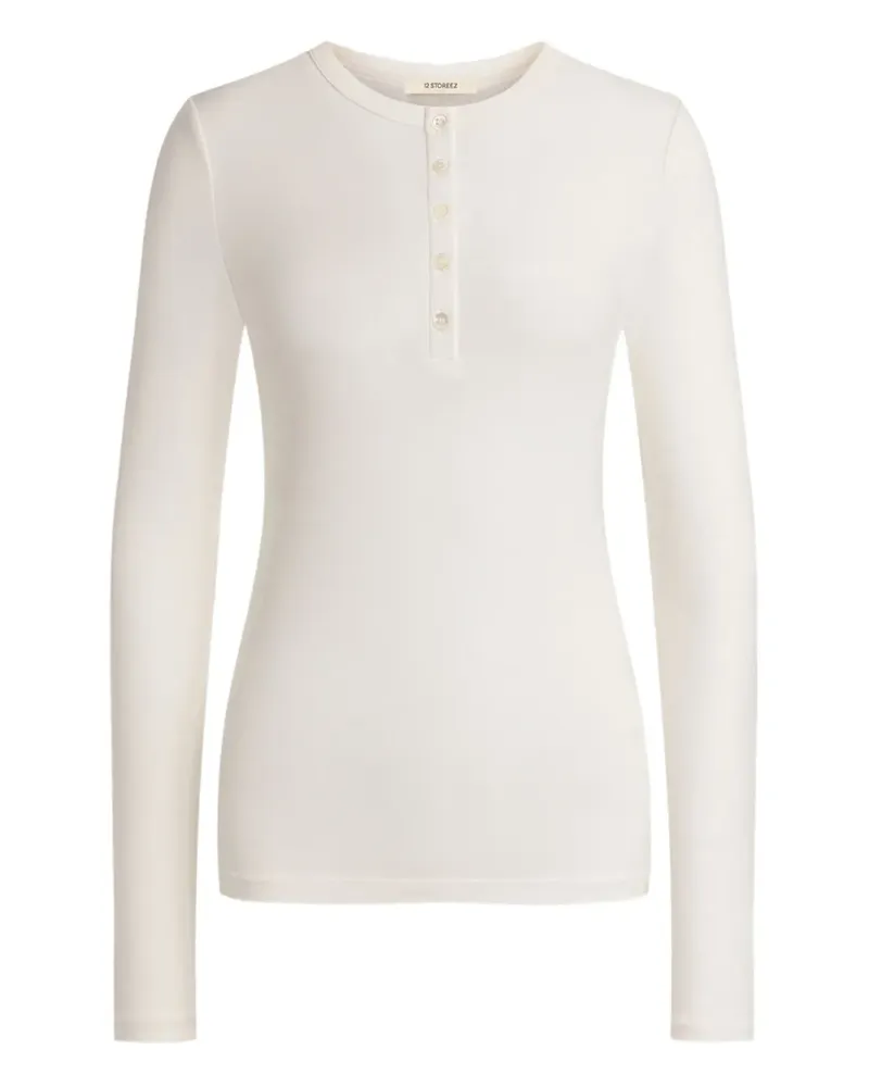 12 STOREEZ Bluse mit Henley-Kragen - Nude Nude