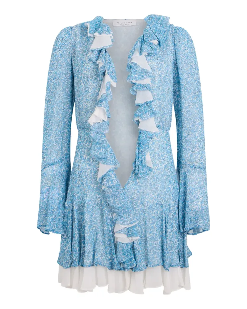 Philosophy Di Lorenzo Serafini floral-print ruffled mini dress - Blau Blau
