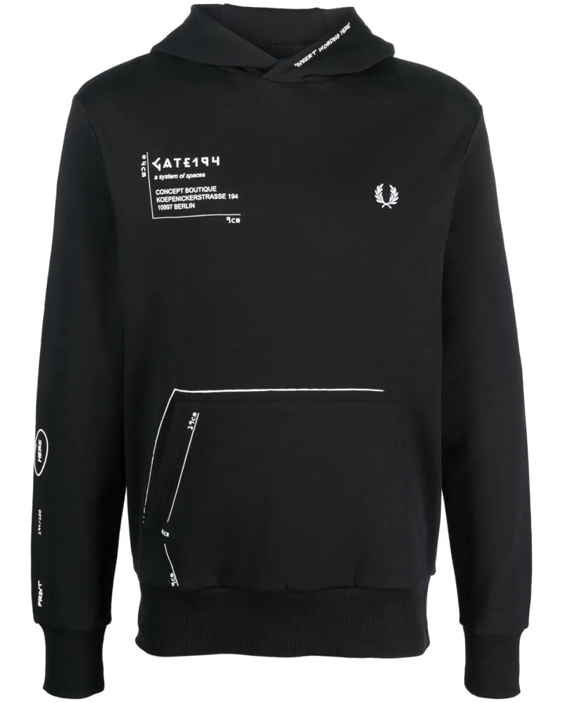Fred Perry x GATE194 Hoodie mit Print - Schwarz Schwarz