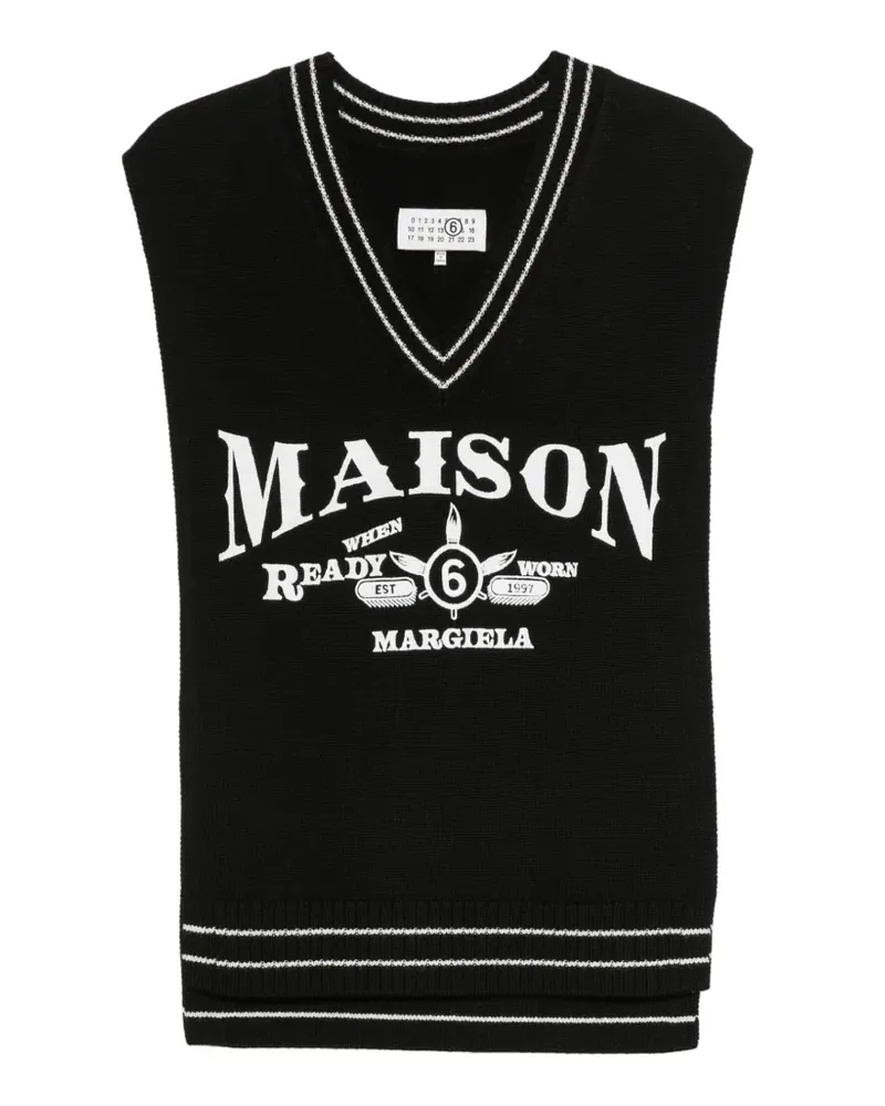 Maison Margiela Weste mit Logo-Stickerei - Schwarz Schwarz