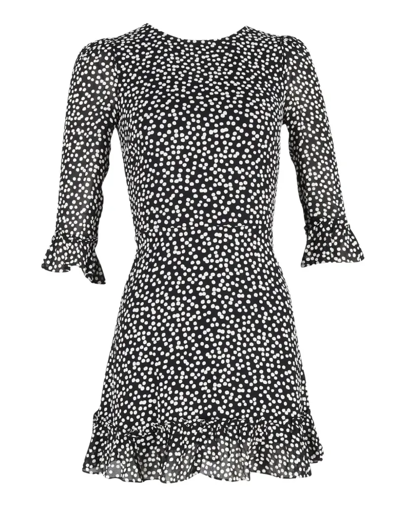 Reformation Gerüschtes Minikleid mit Polka Dots - Schwarz Schwarz