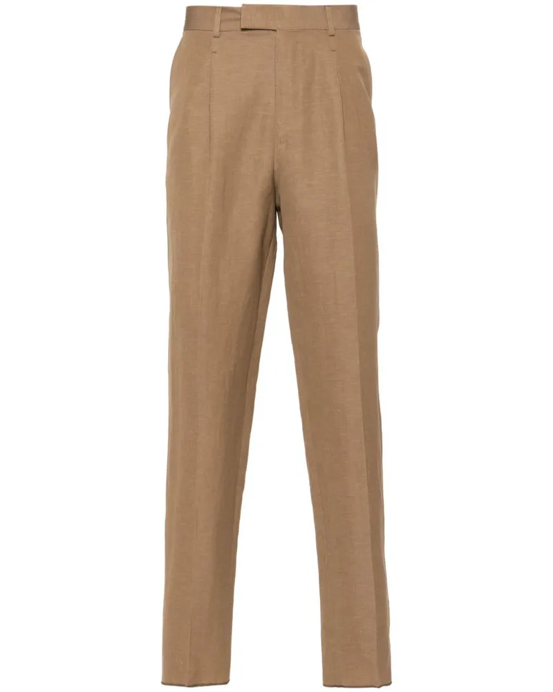 Ermenegildo Zegna Tapered-Hose aus Leinen - Braun Braun