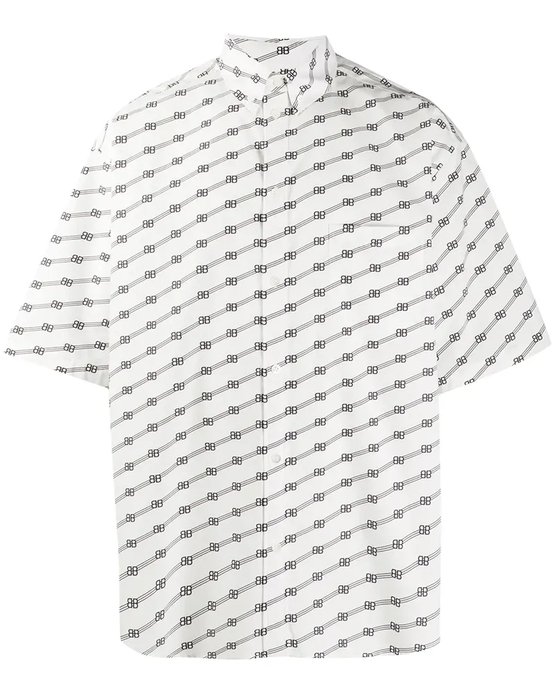 Balenciaga Hemd mit BB-Logo - Weiß Weiß