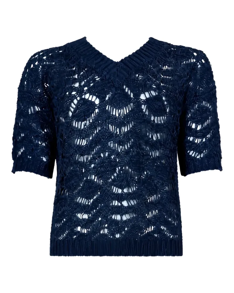 D.EXTERIOR open-knit V-neck sweater - Blau Blau
