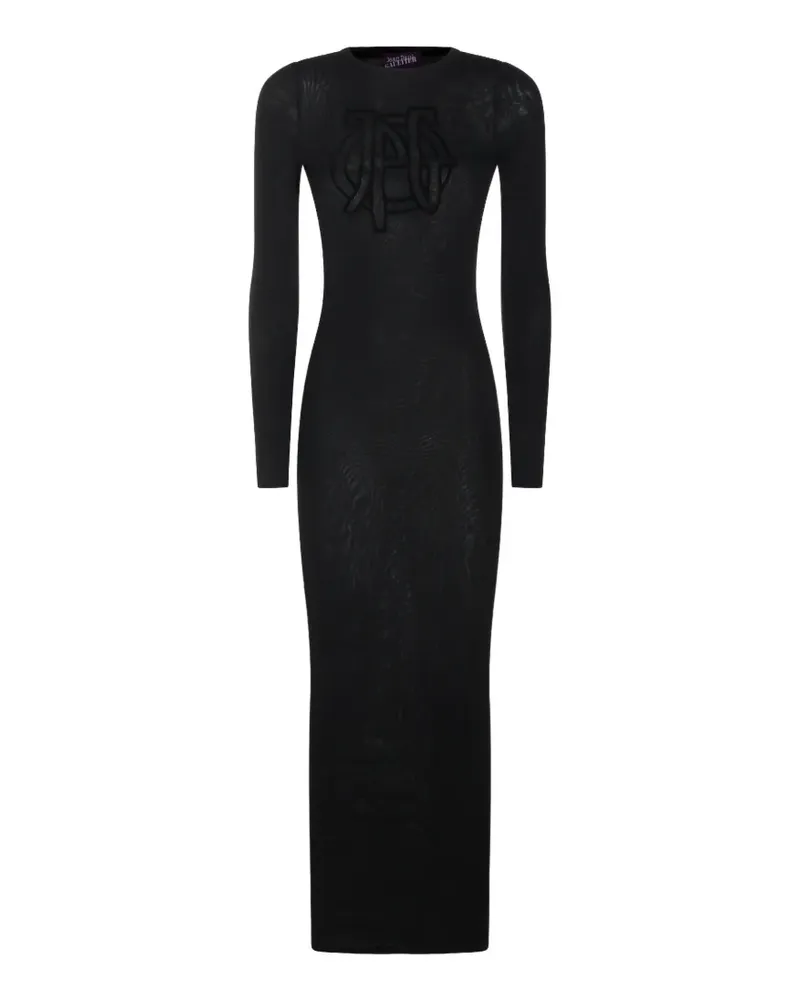 Jean Paul Gaultier logo-appliqué mesh maxi dress - Schwarz Schwarz
