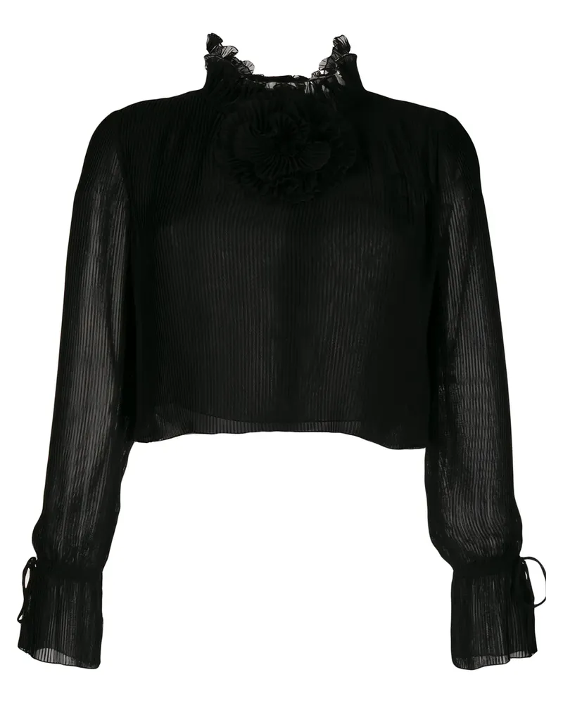 Marco de Vincenzo Georgette-Bluse - Schwarz Schwarz