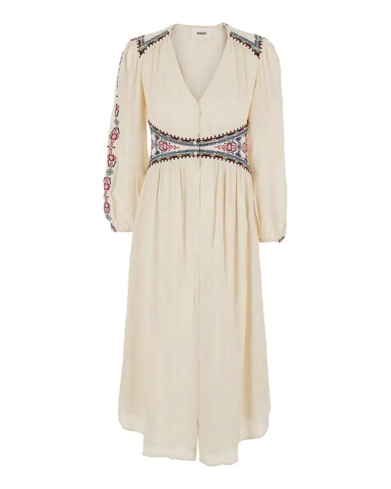 ba&sh Tina embroidered button-down dress - Nude Nude