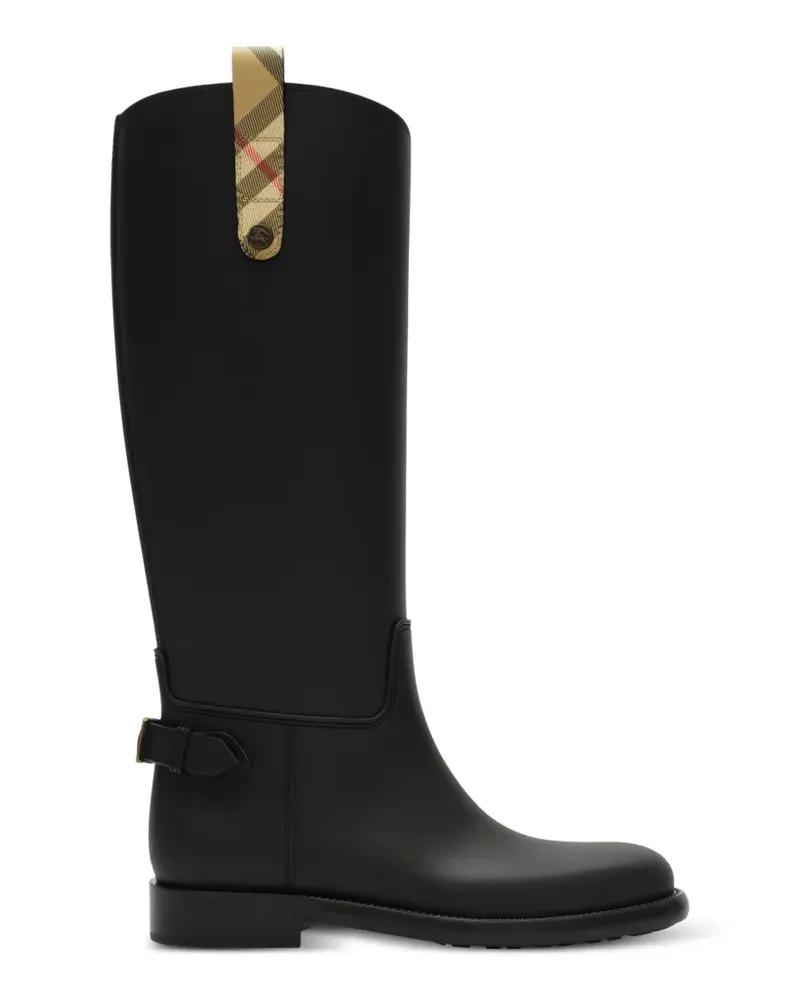 Burberry Cavalier Stiefel mit Check - Schwarz Schwarz
