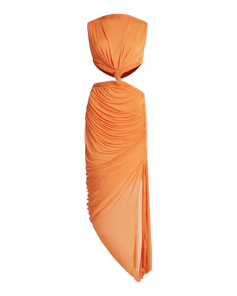 Christopher Esber Theia Separation ruched-detail midi dress - Orange Orange