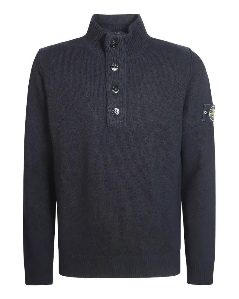 Stone Island Compass-patch button-up sweater - Blau Blau