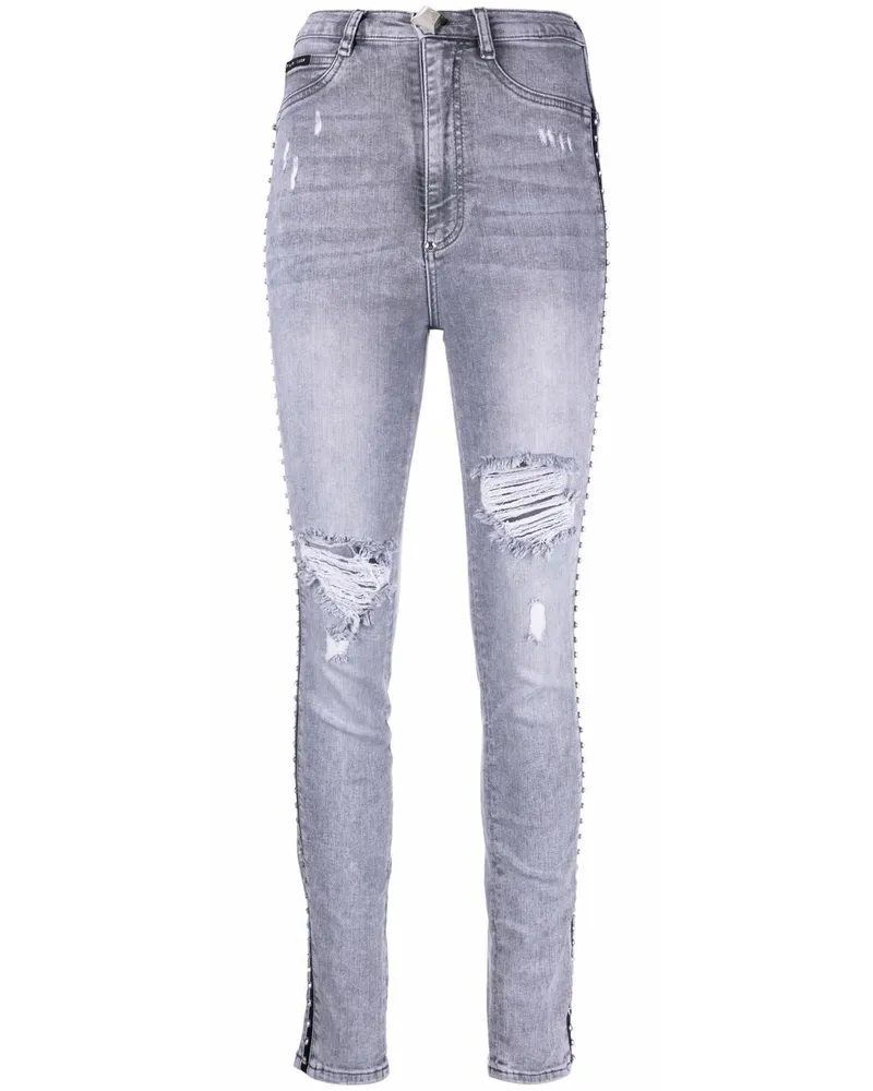 Philipp Plein Jeggings mit Kristallen - Grau Grau
