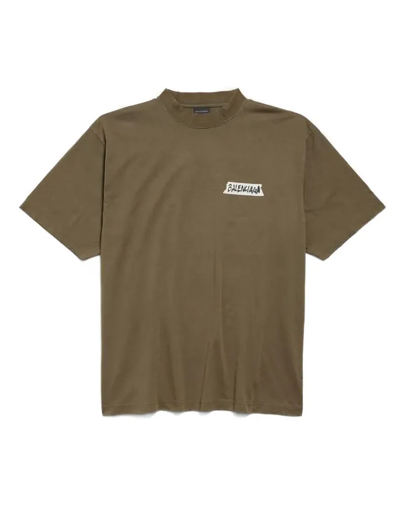Balenciaga T-Shirt mit Logo-Print - Braun Braun