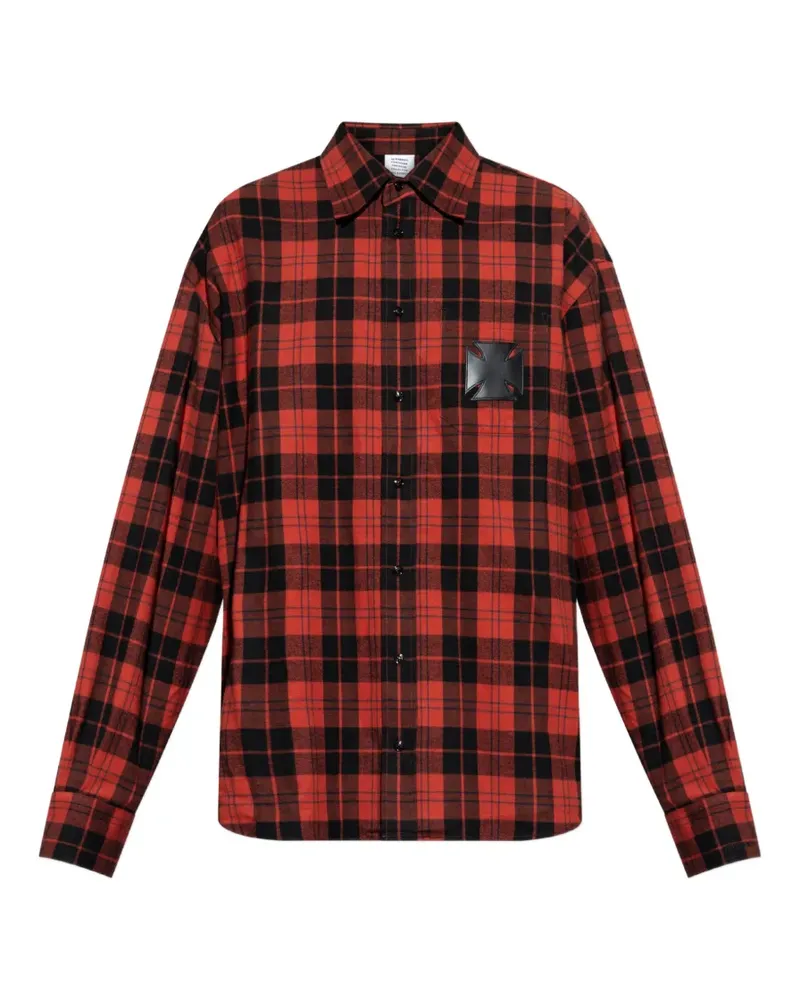 VETEMENTS tartan-pattern appliqué-detail shirt - Rot Rot