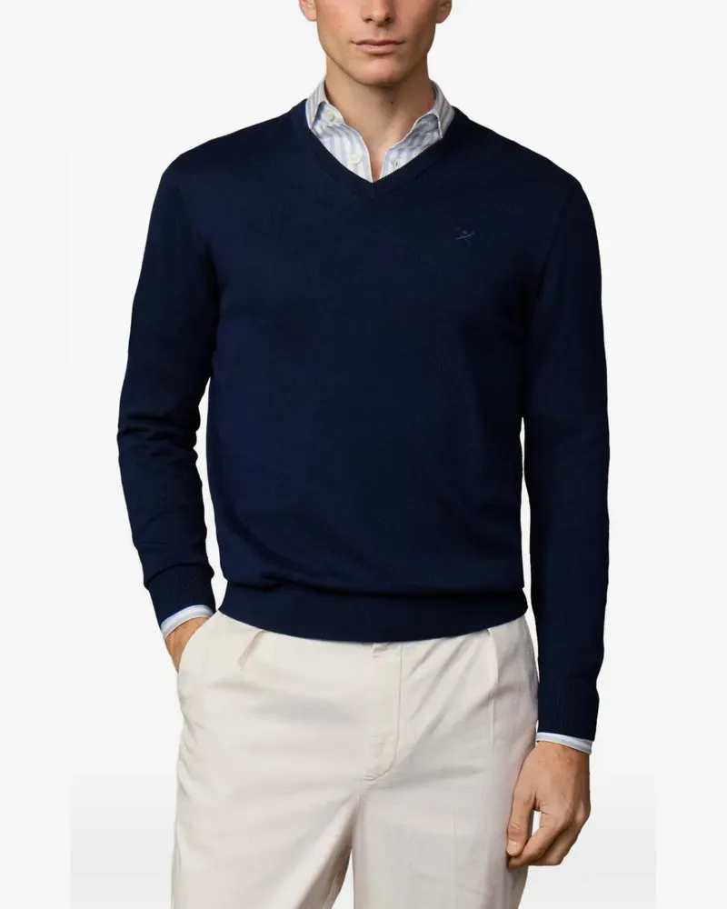 Hackett Pullover mit V-Ausschnitt und Stickerei - Blau Blau
