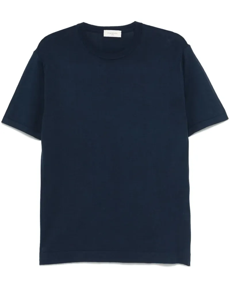 Piacenza Cashmere Fein gestricktes T-Shirt Blau