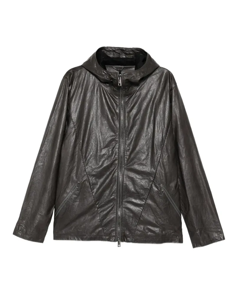 Giorgio Brato leather hooded jacket - Schwarz Schwarz