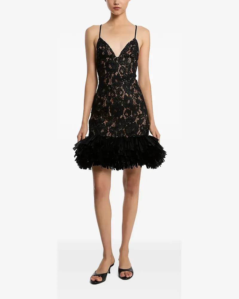 Michael Kors floral-embroidered mini dress - Schwarz Schwarz