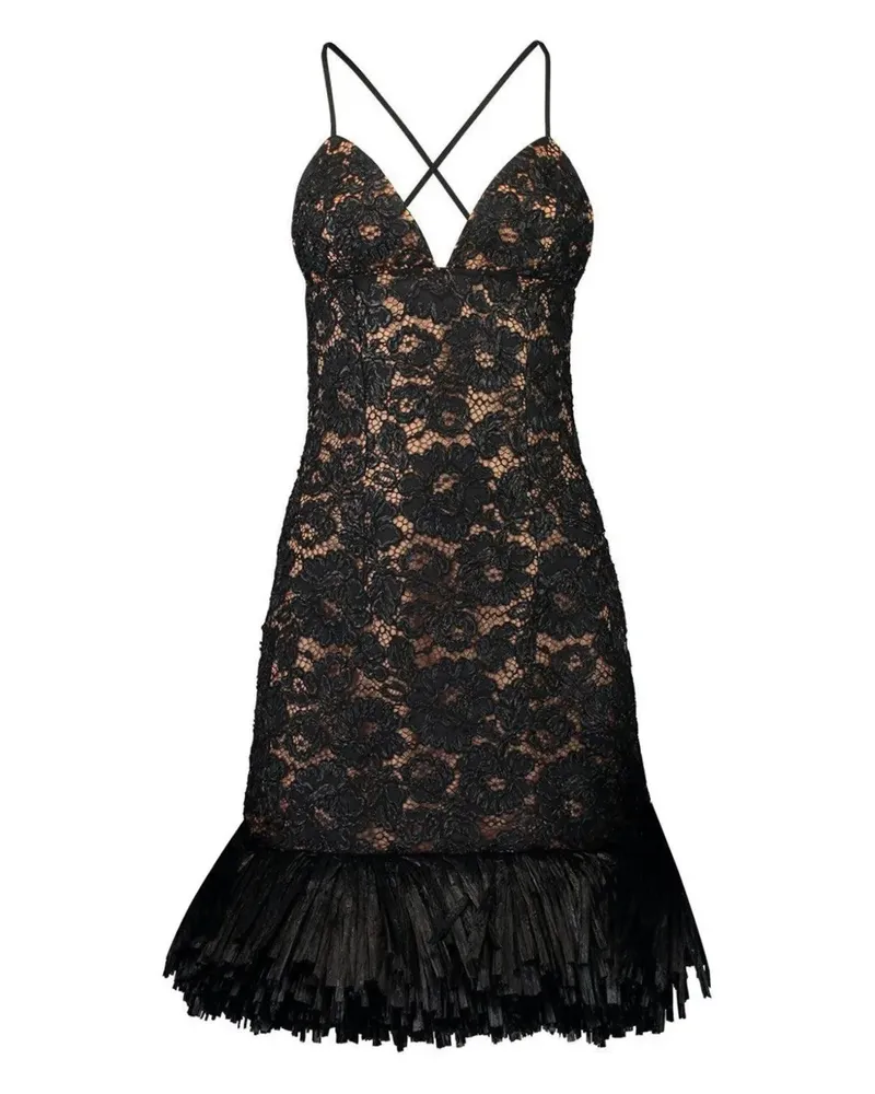 Michael Kors floral-embroidered mini dress - Schwarz Schwarz