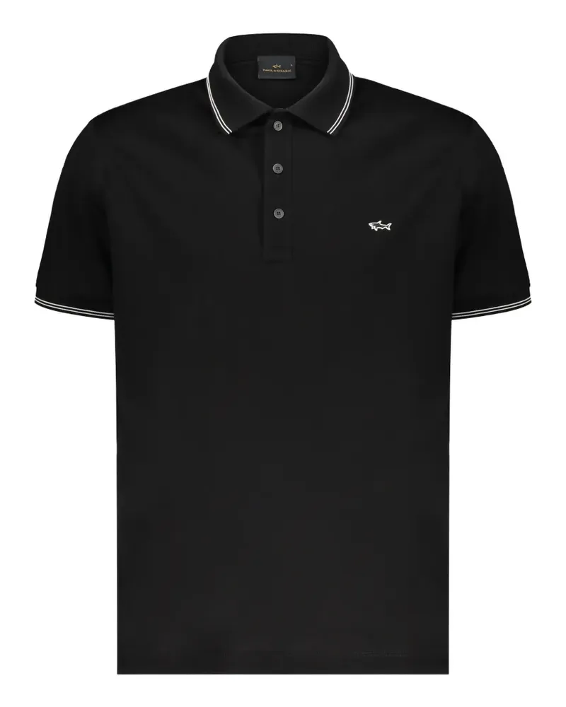 Paul & Shark logo-embroidered tipped polo shirt - Schwarz Schwarz