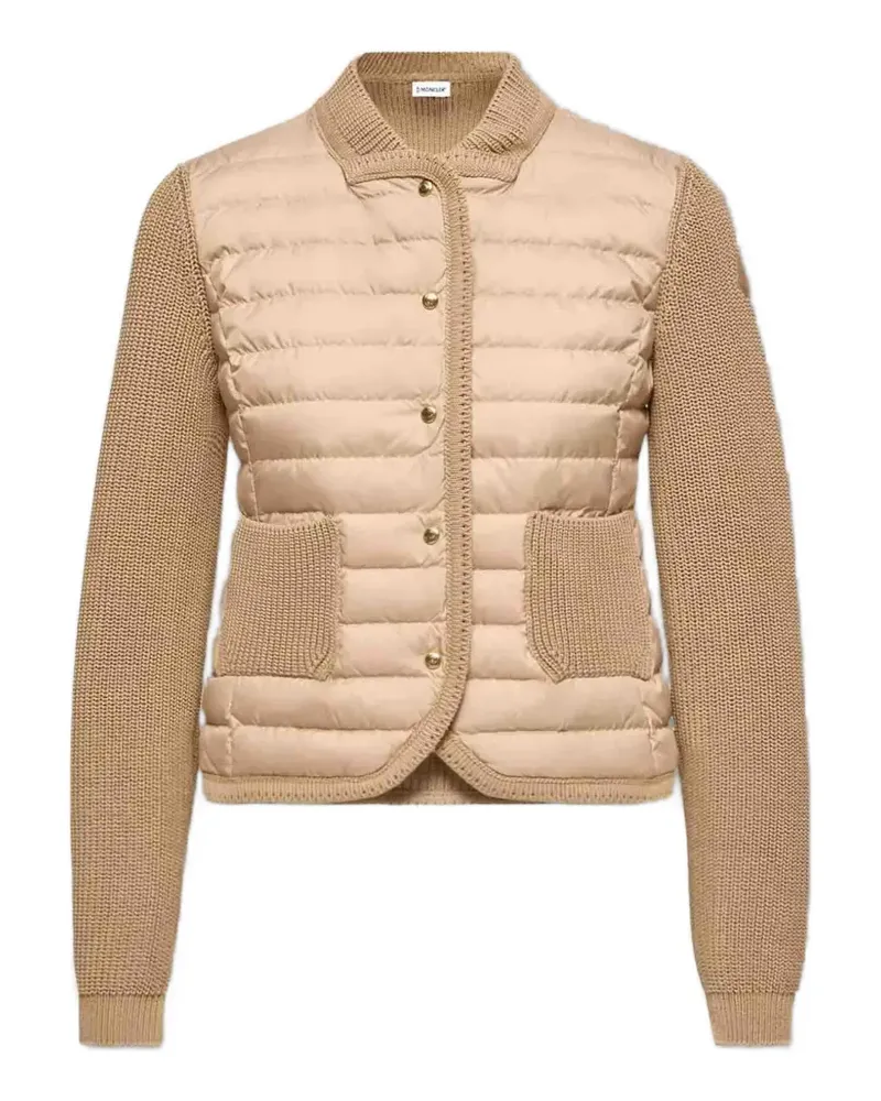 Moncler panelled padded cardigan - Nude Nude