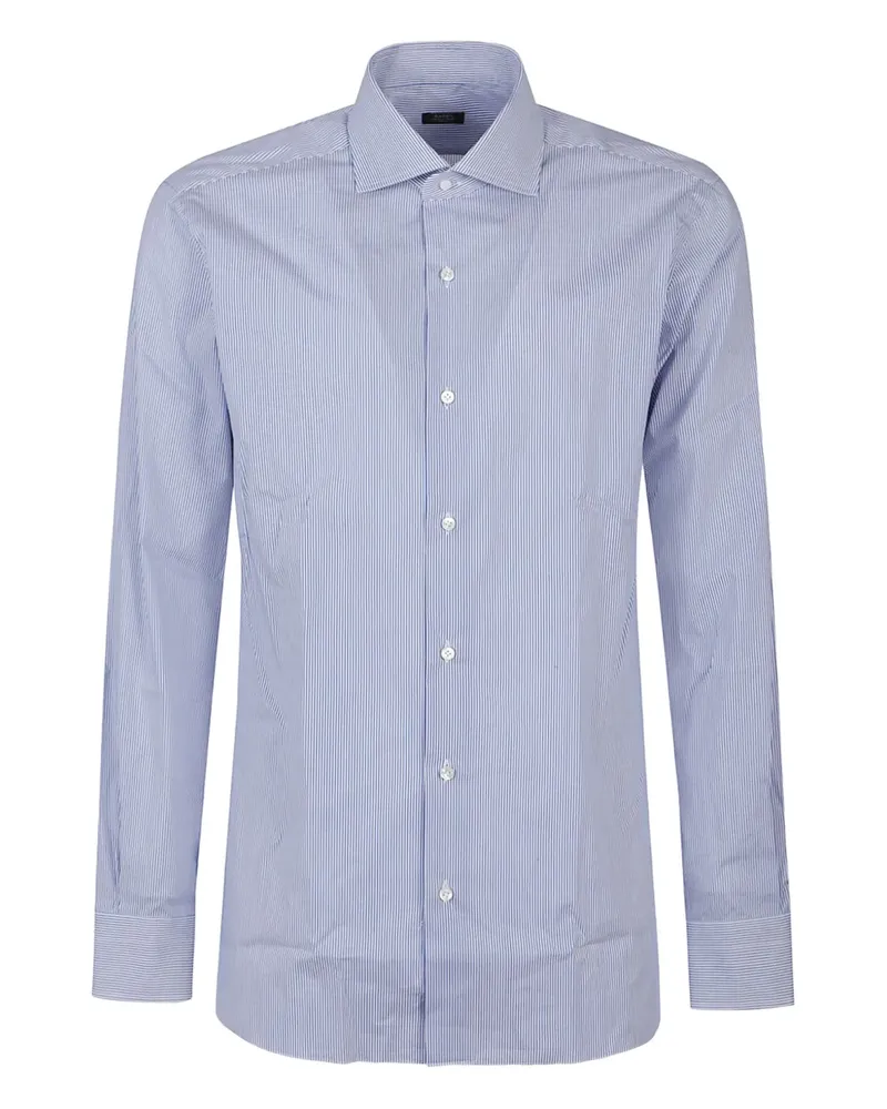 BARBA pinstripe cotton shirt - Blau Blau