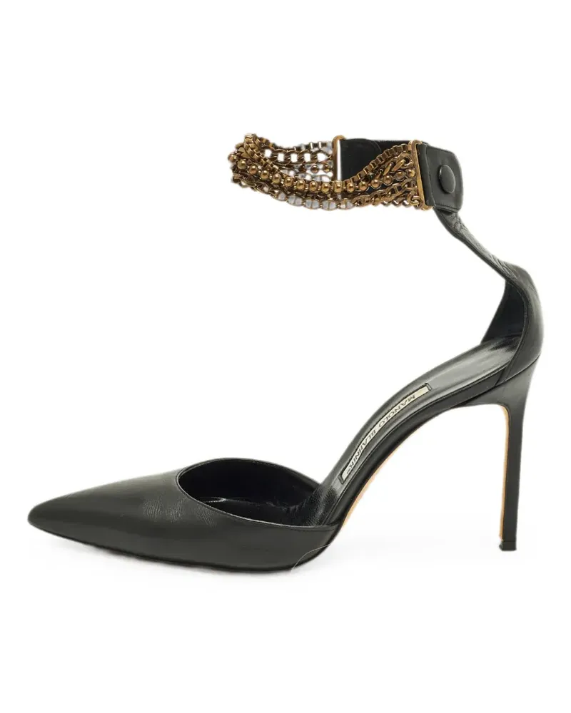 Manolo Blahnik chain-embellished Mary Jane pumps - Schwarz Schwarz