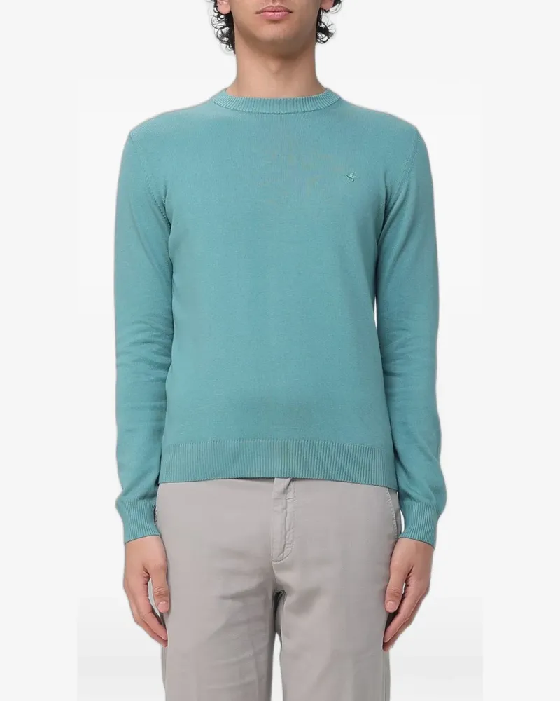 Brooksfield logo-embroidered crew-neck sweater - Blau Blau