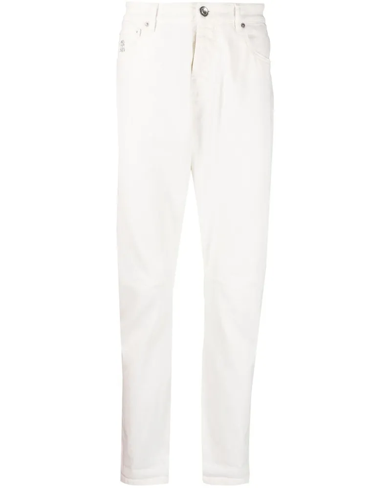 Brunello Cucinelli Straight-Leg-Hose mit Logo - Weiß Weiß