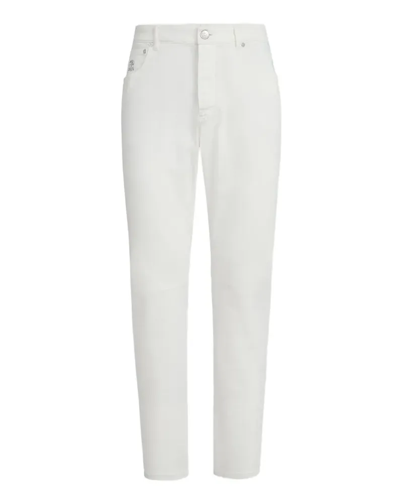 Brunello Cucinelli Jeans mit Logo-Stickerei - Weiß Weiß