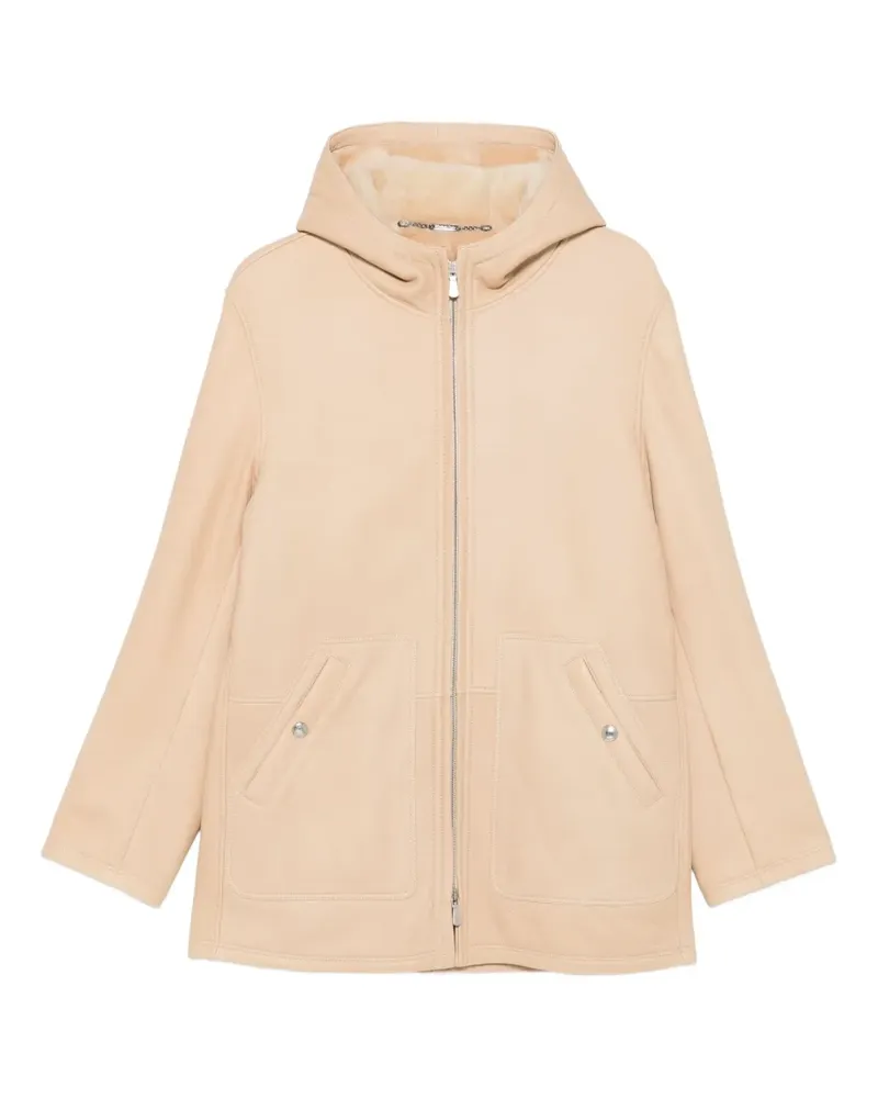Eleventy Lederjacke mit Kapuze - Nude Nude