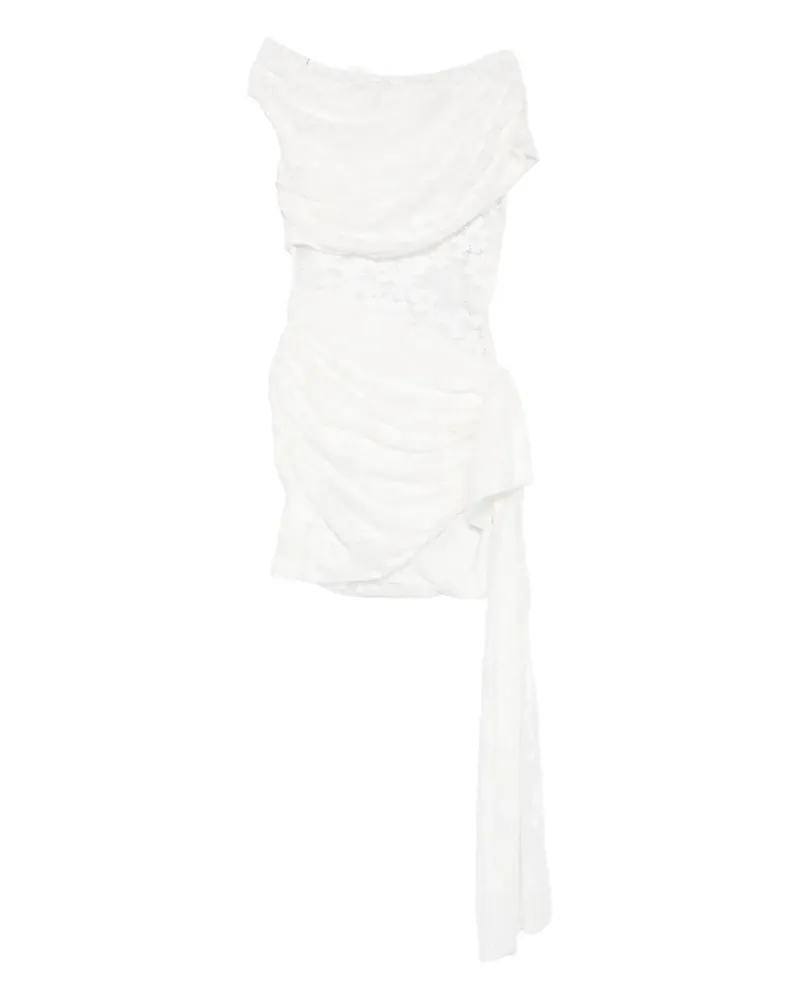 Self-Portrait Drapiertes Minikleid - Weiß Weiß