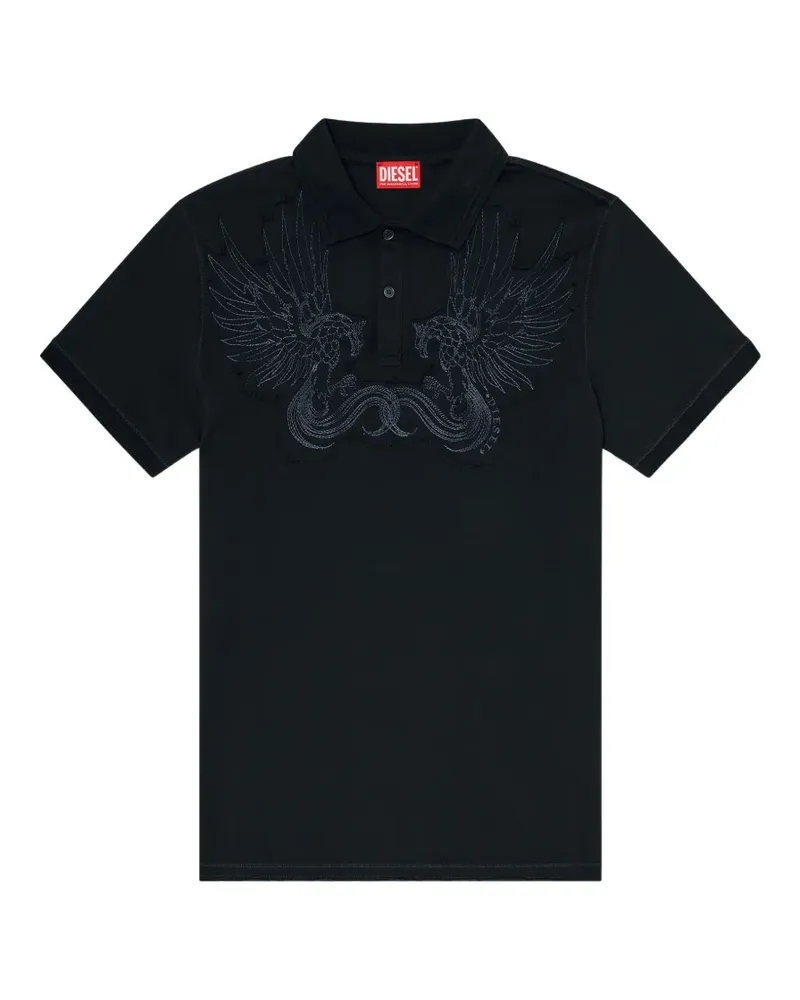 Diesel T-Phen embroidered polo shirt - Schwarz Schwarz