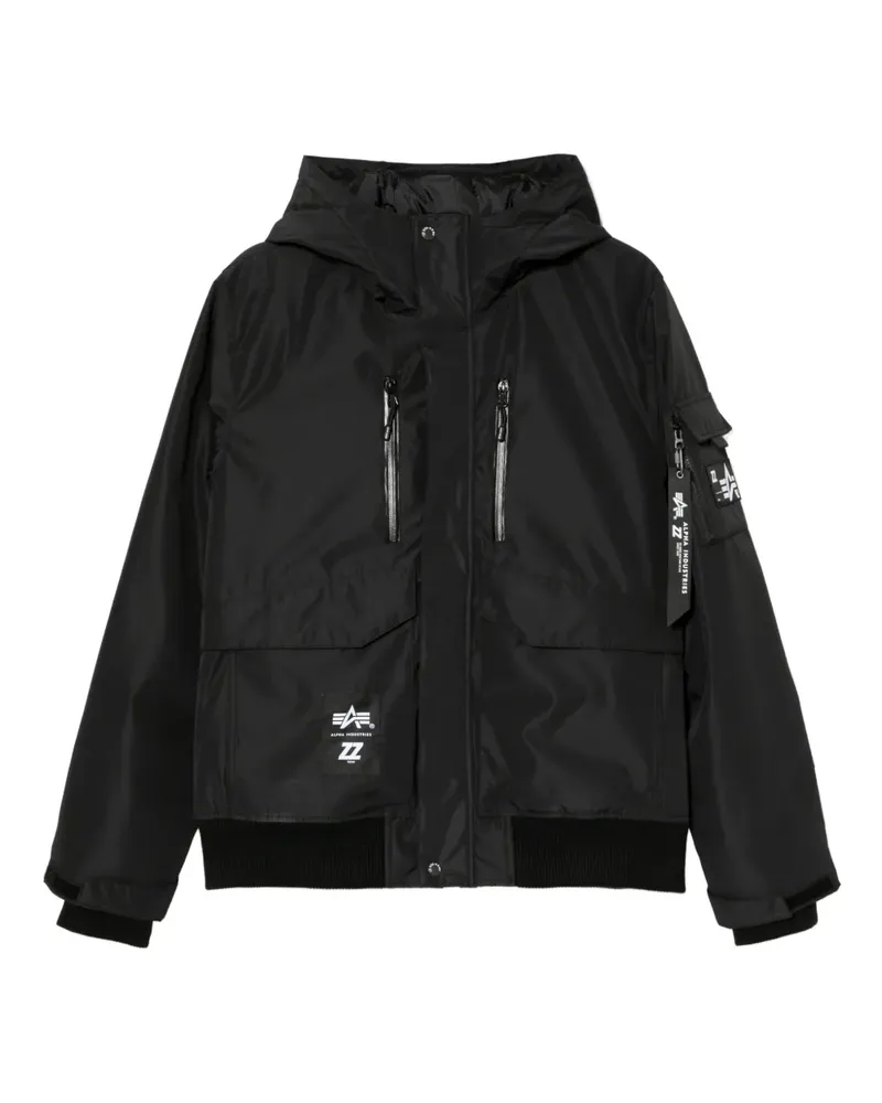 Izzue Gefütterte Jacke mit Logo-Patch - Schwarz Schwarz