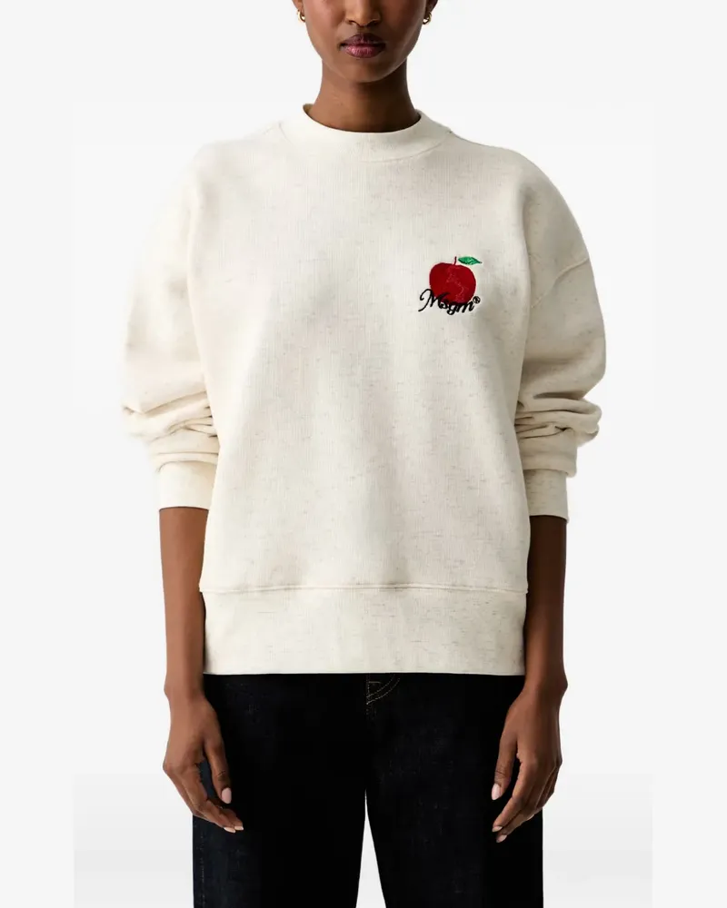 MSGM Sweatshirt mit Apfelstickerei - Weiß Weiß