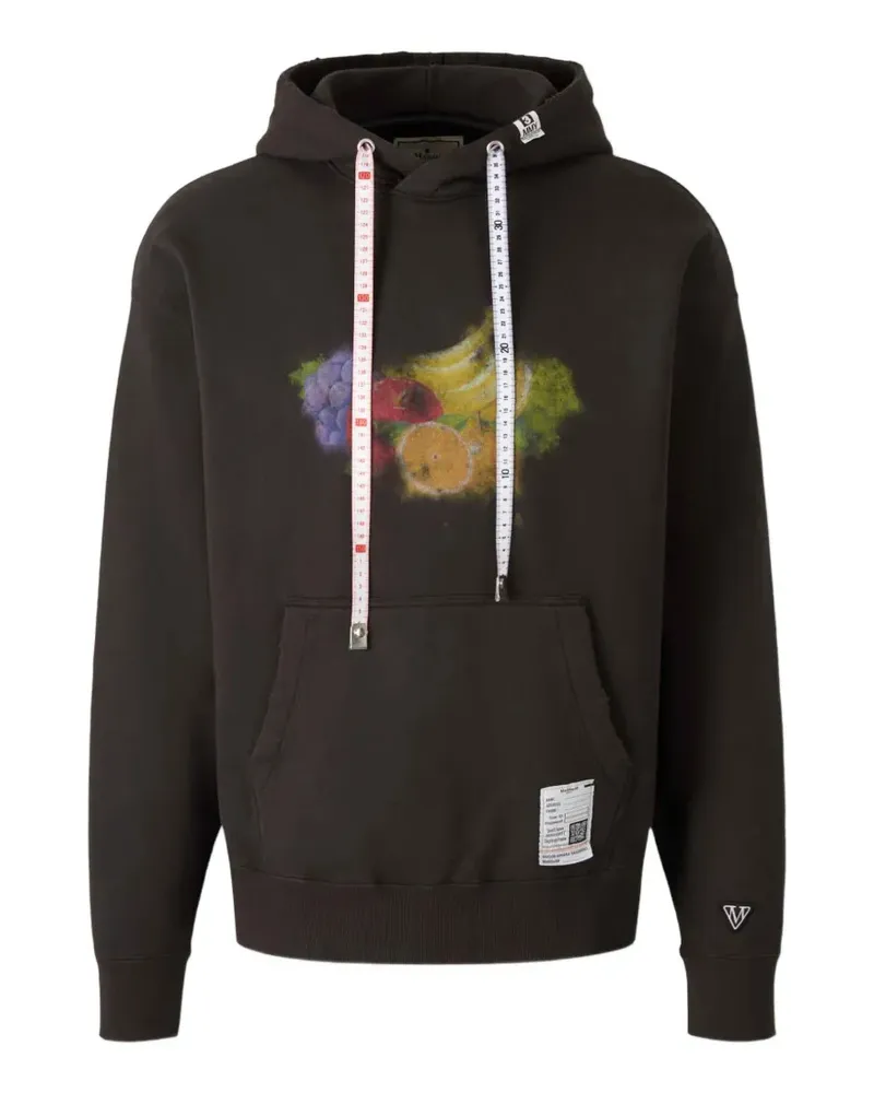 MIHARAYASUHIRO Hoodie mit Früchte-Print - Schwarz Schwarz