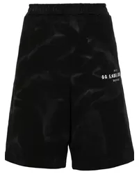 44 LABEL GROUP Ausgeblichene Shorts mit Logo-Print Schwarz