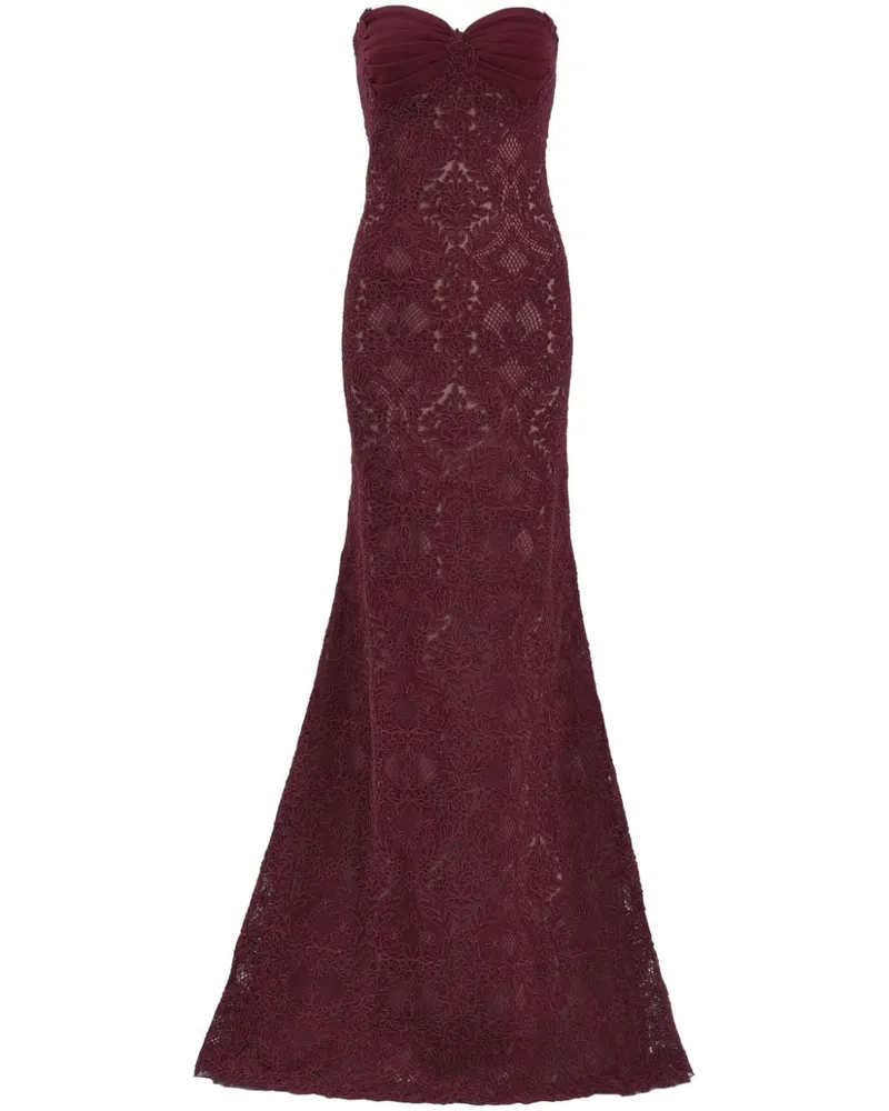 Tadashi Shoji Kohli Strapless Lattice Abendkleid mit Stickerei - Rot Rot